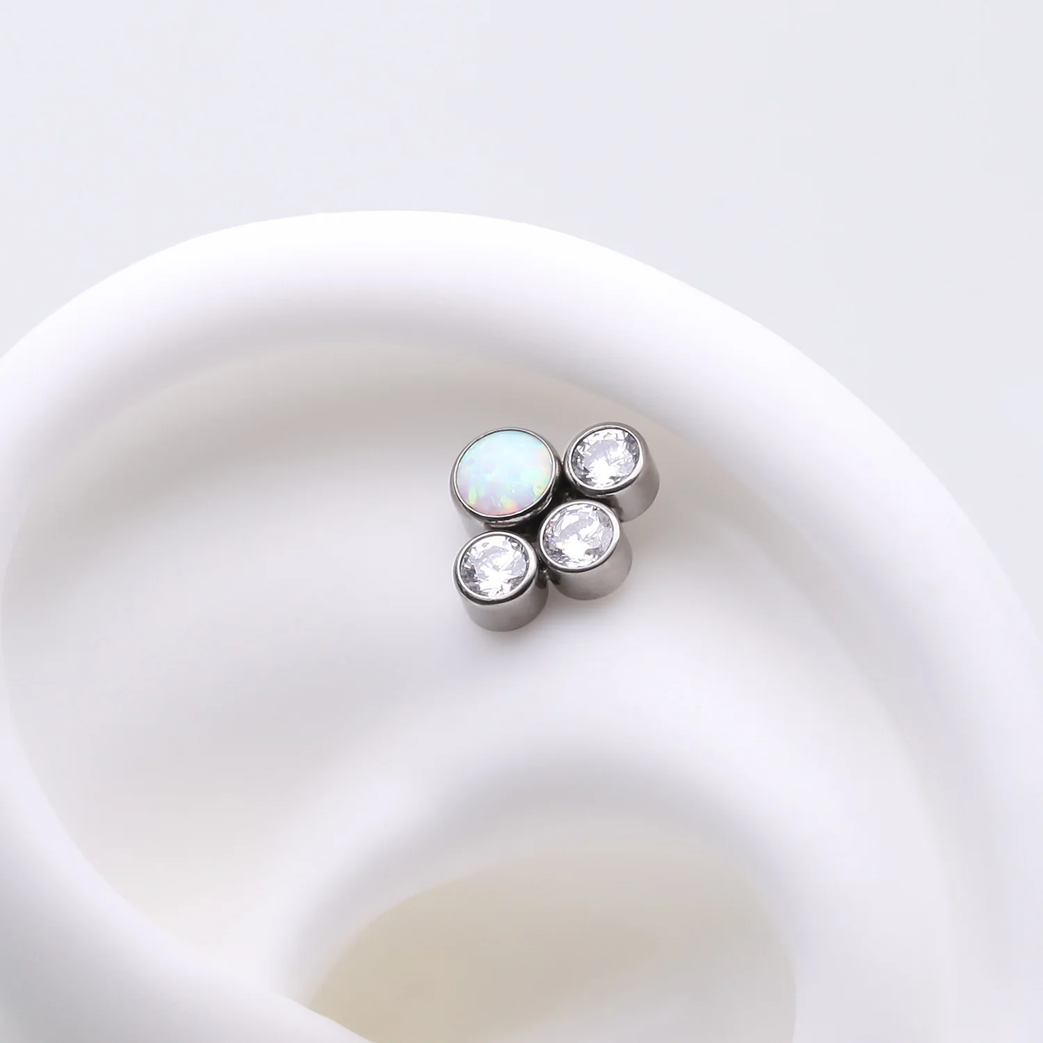 Implant Grade Titanium OneFit Threadless Fire Opal Floral Multi-Gem Sparkle Top Part - Image 2