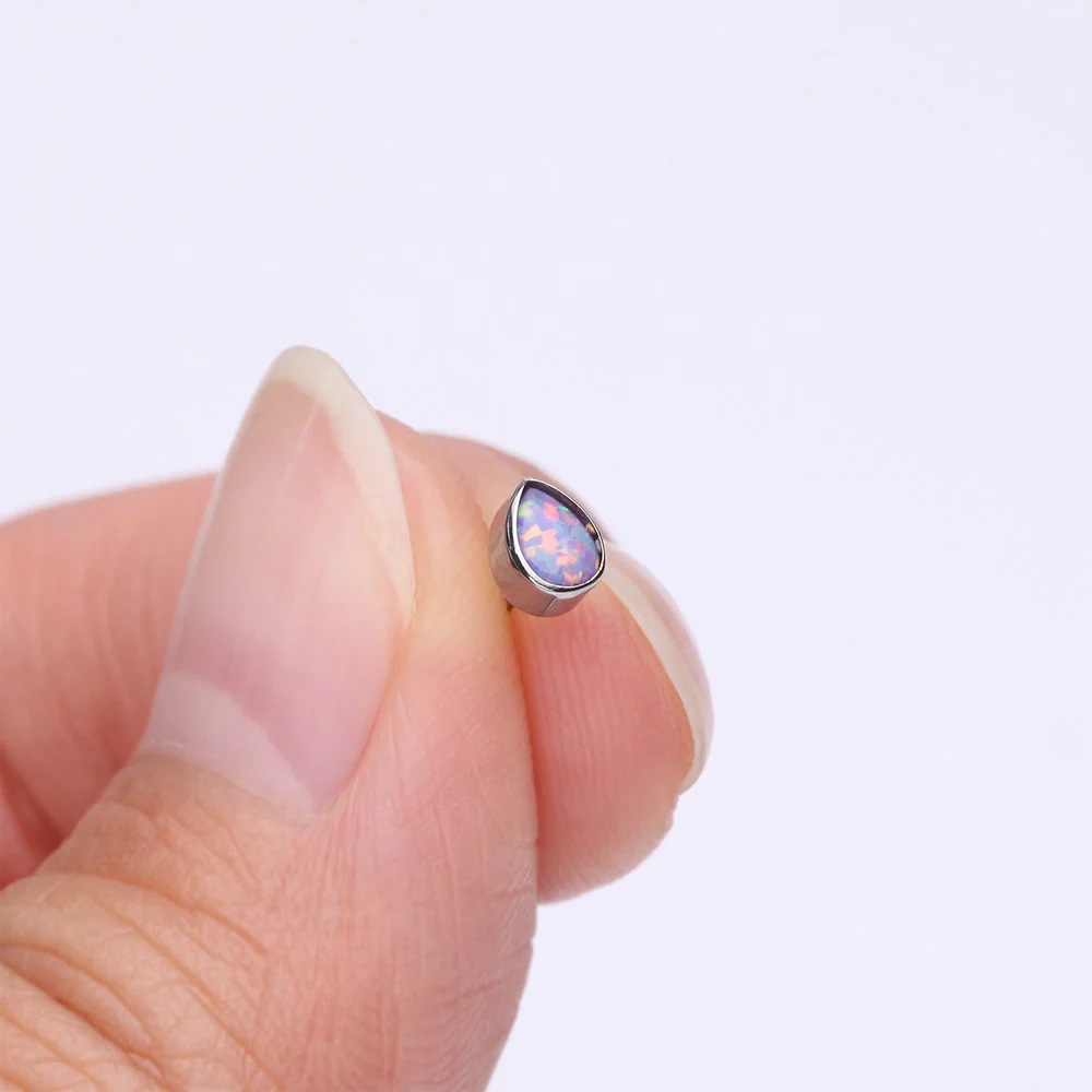 Implant Grade Titanium OneFit Threadless Fire Opal Teardrop Top Part - Image 3
