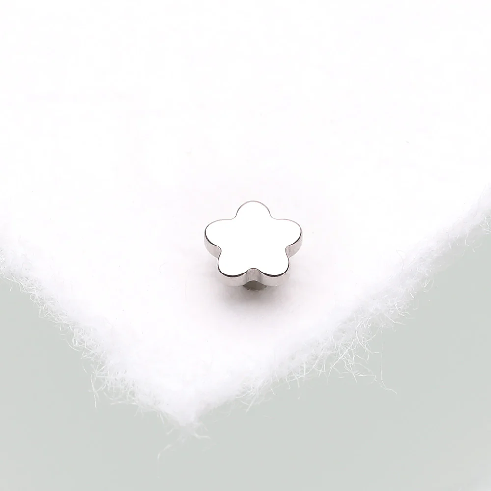 Implant Grade Titanium OneFit Threadless Flower Base Flat Back Stud Labret Bar Part - Image 3