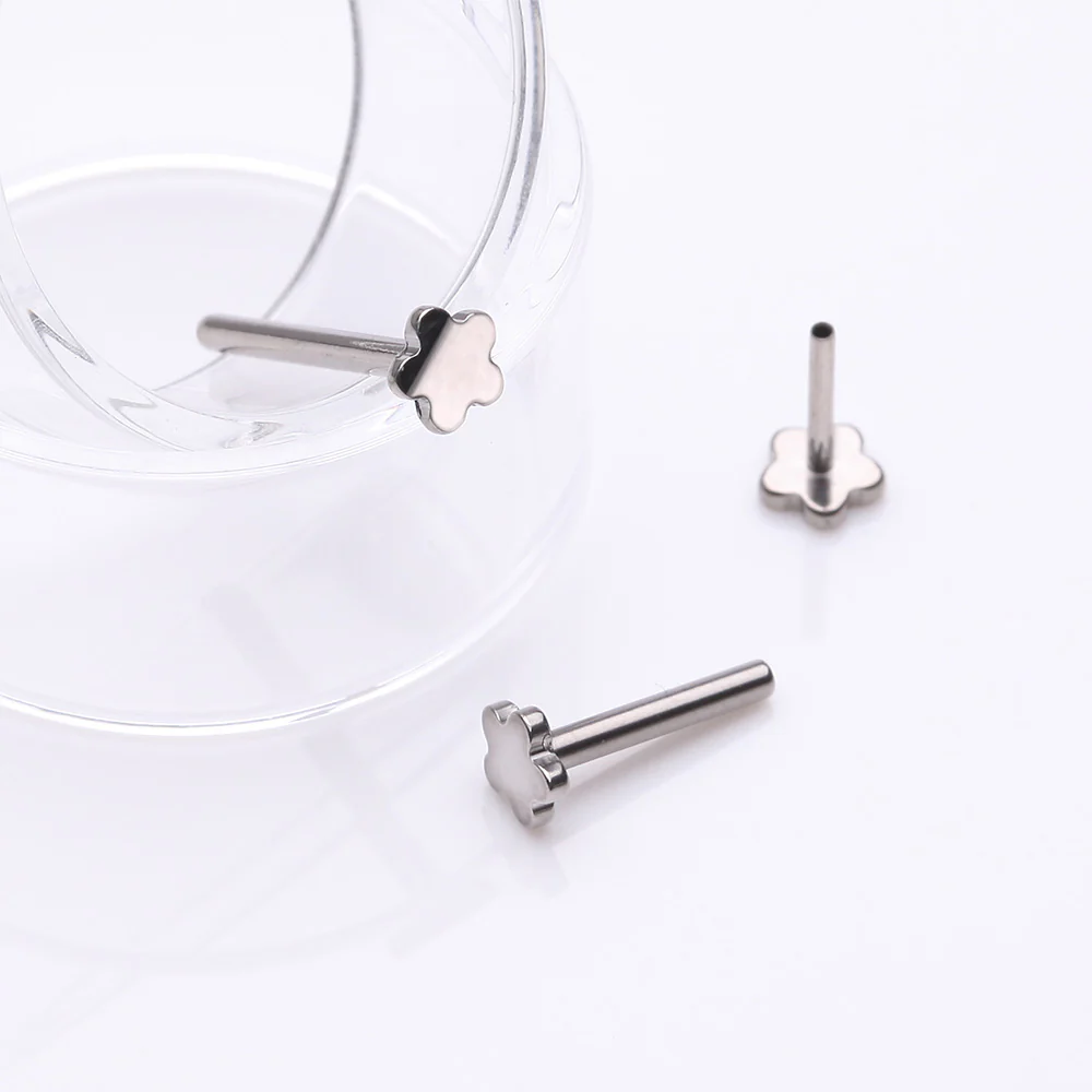 Implant Grade Titanium OneFit Threadless Flower Base Flat Back Stud Labret Bar Part - Image 4