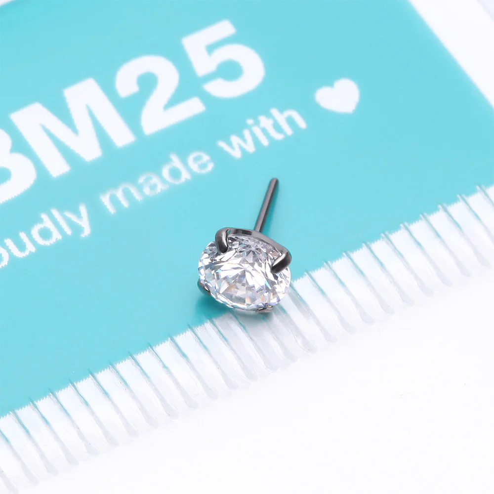 Implant Grade Titanium OneFit Threadless Prong Set Sparkle Gem Top Part - Image 4
