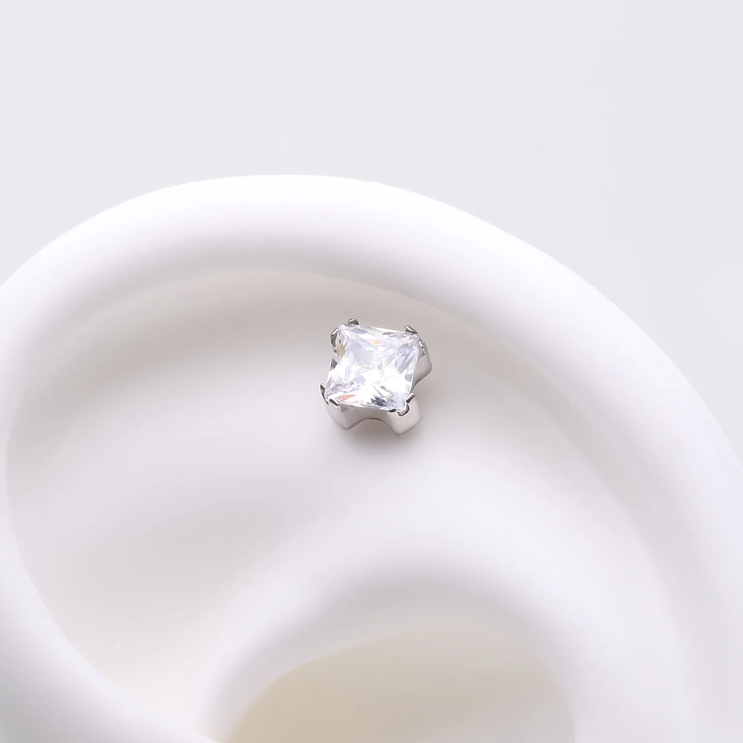 Implant Grade Titanium OneFit Threadless Prong Set Square Gem Sparkle Top Part - Image 2