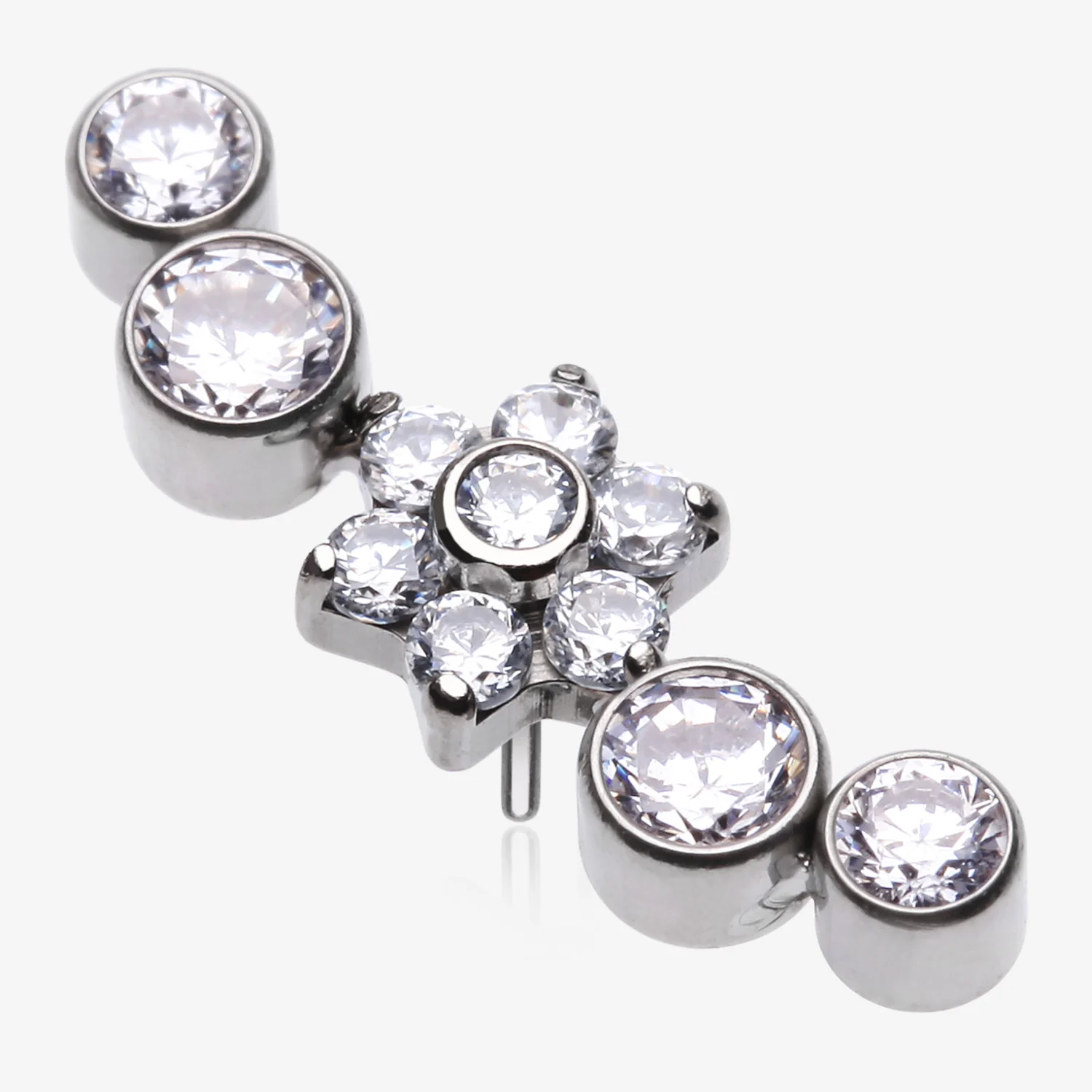 Implant Grade Titanium OneFit Threadless Radiant Sparkle Flower Journey Curve Top Part