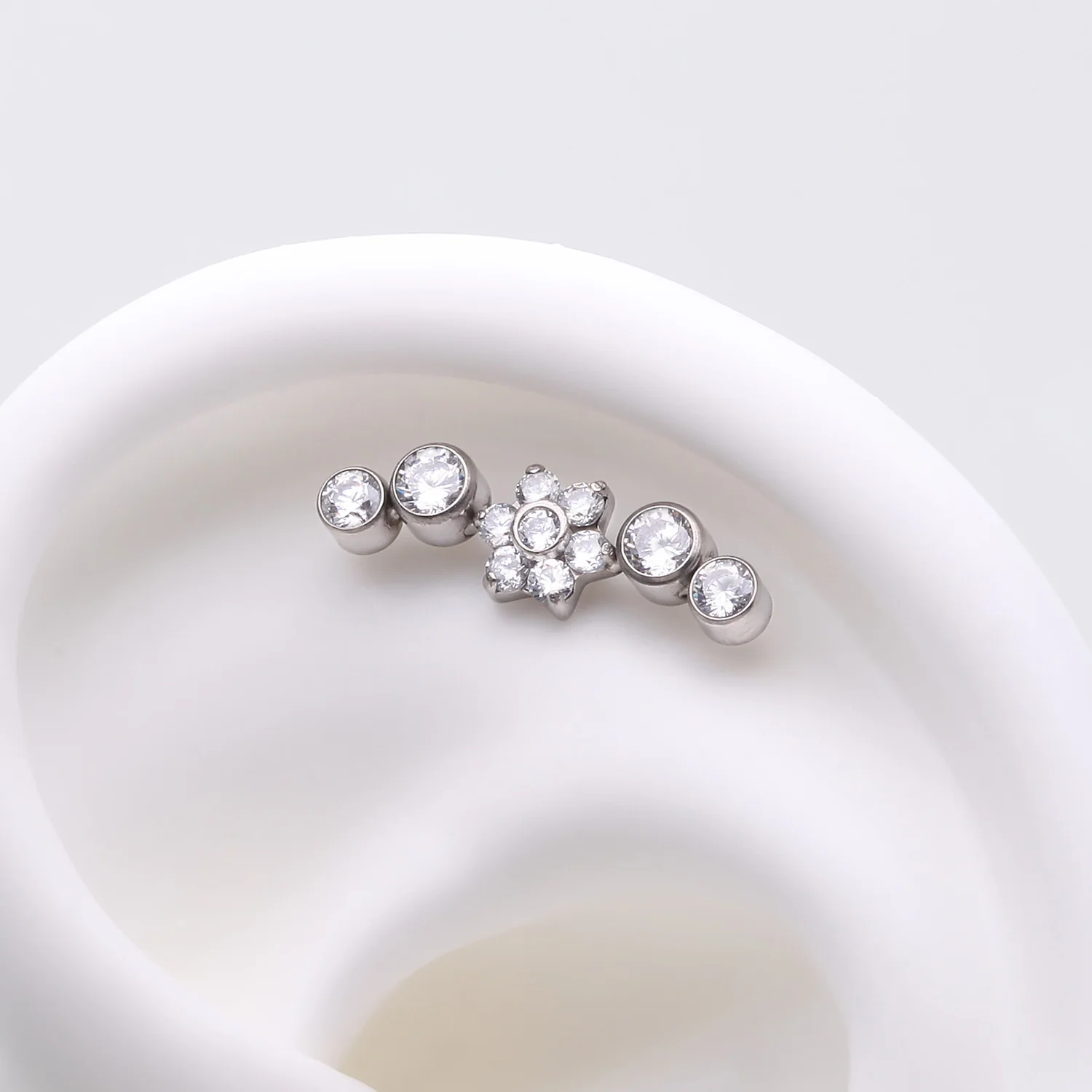 Implant Grade Titanium OneFit Threadless Radiant Sparkle Flower Journey Curve Top Part - Image 2
