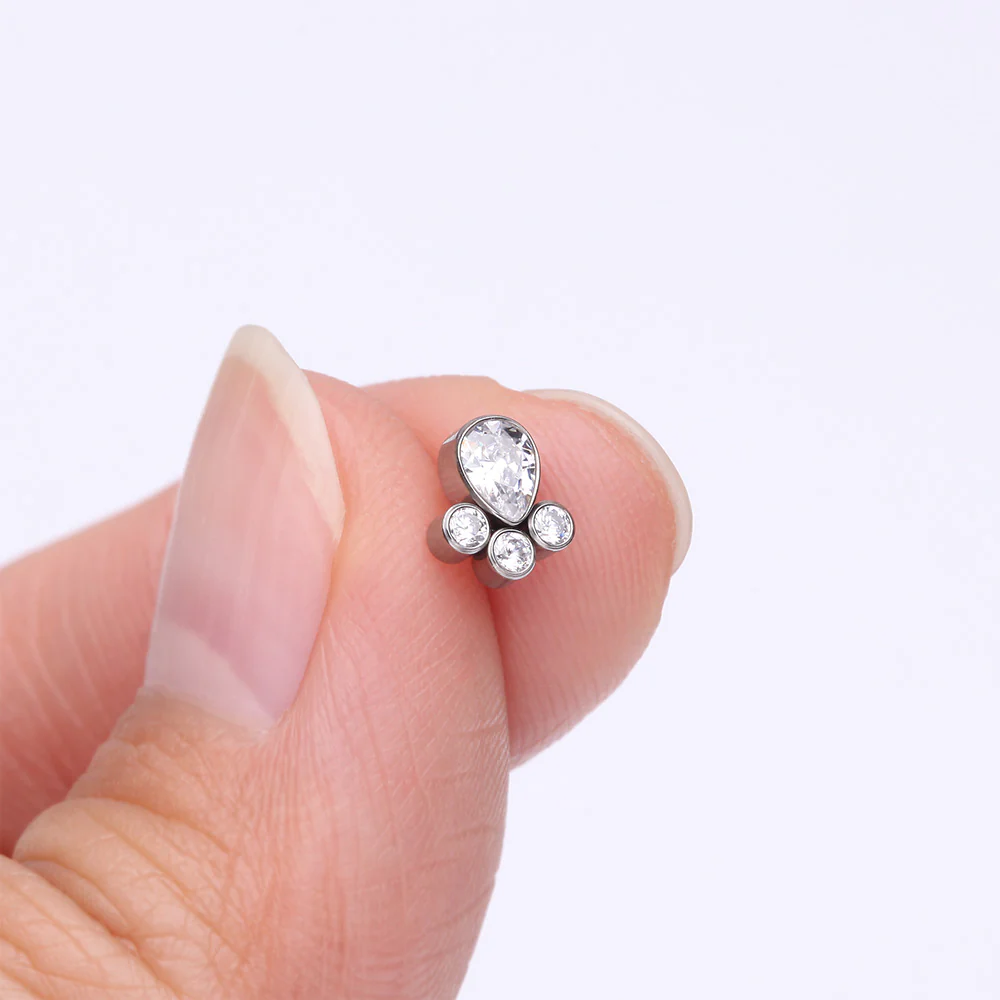 Implant Grade Titanium OneFit Threadless Regal Teardrop Multi-Gem Sparkle Top Part* - Image 3