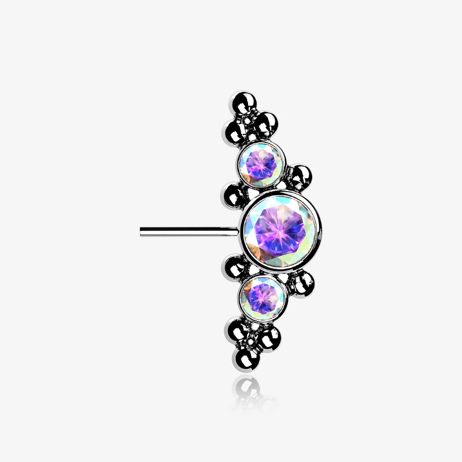 Implant Grade Titanium OneFit Threadless Sparkle Arc Bali Beads Front Facing Part