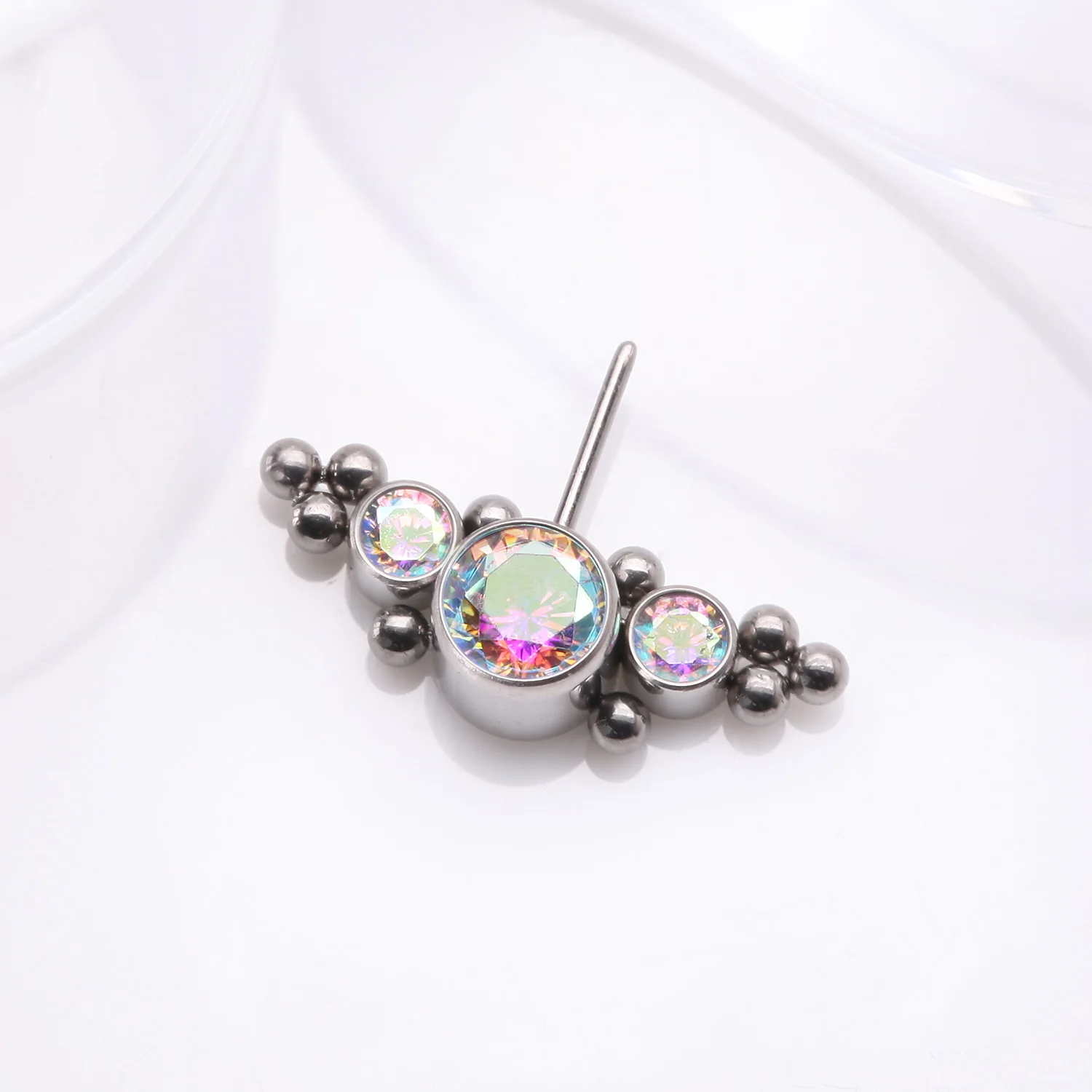Implant Grade Titanium OneFit Threadless Sparkle Arc Bali Beads Front Facing Part - Image 2