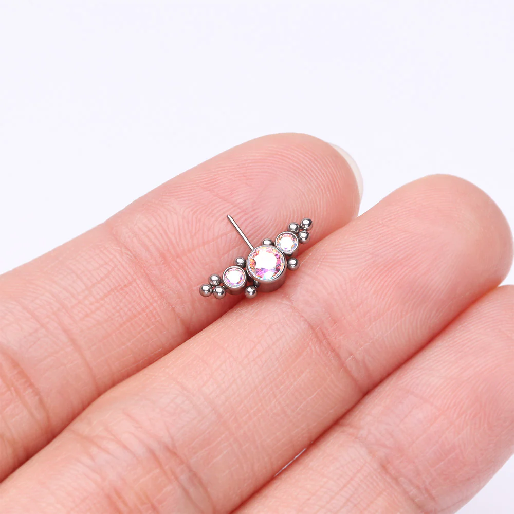 Implant Grade Titanium OneFit Threadless Sparkle Arc Bali Beads Front Facing Part - Image 3