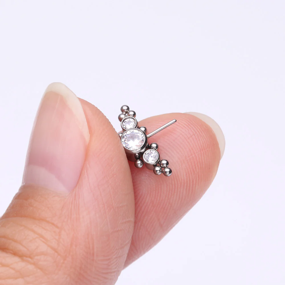 Implant Grade Titanium OneFit Threadless Sparkle Arc Bali Beads Front Facing Part - Image 3