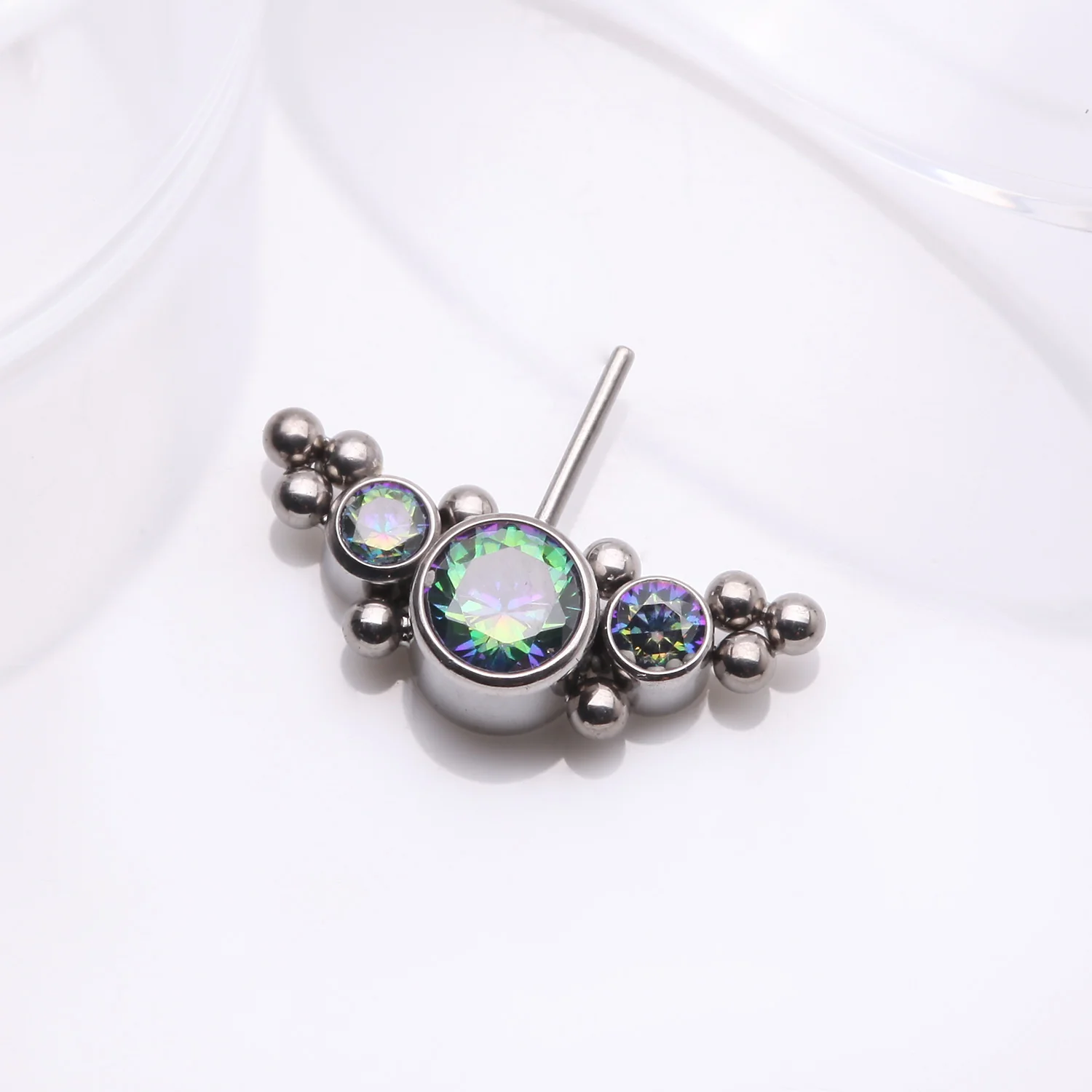 Implant Grade Titanium OneFit Threadless Sparkle Arc Bali Beads Front Facing Part - Image 2