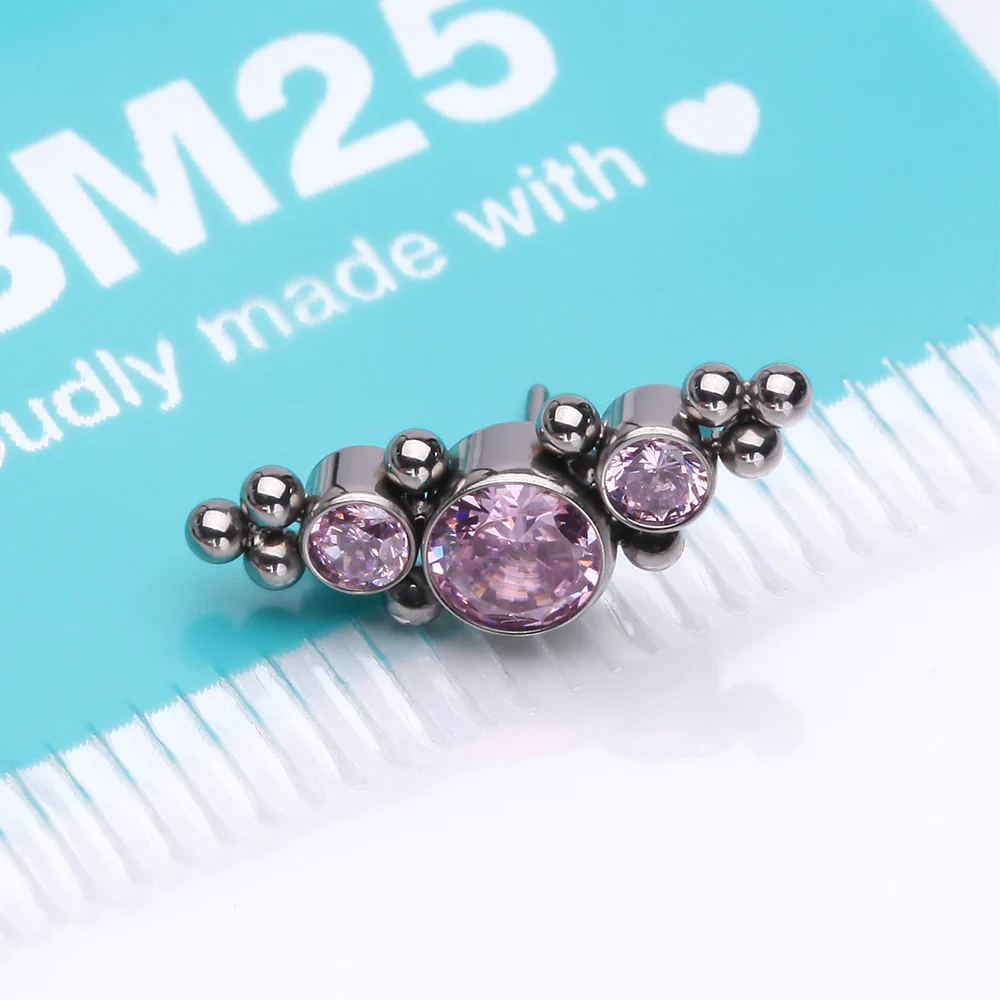 Implant Grade Titanium OneFit Threadless Sparkle Arc Bali Beads Top Part - Image 4
