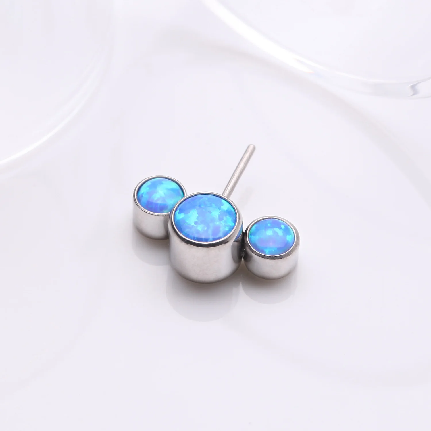Implant Grade Titanium OneFit Threadless Triple Bubble Fire Opal Front Facing Top Part - Image 2