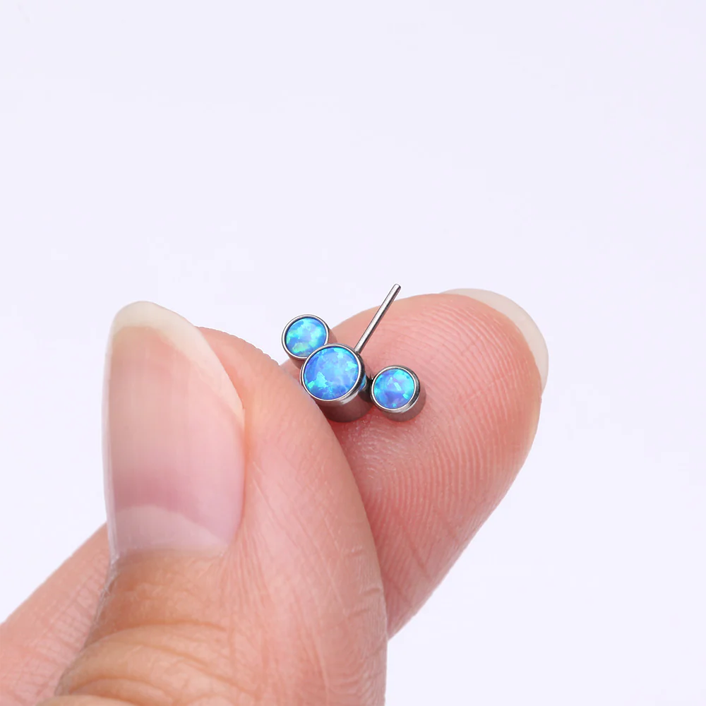 Implant Grade Titanium OneFit Threadless Triple Bubble Fire Opal Front Facing Top Part - Image 3
