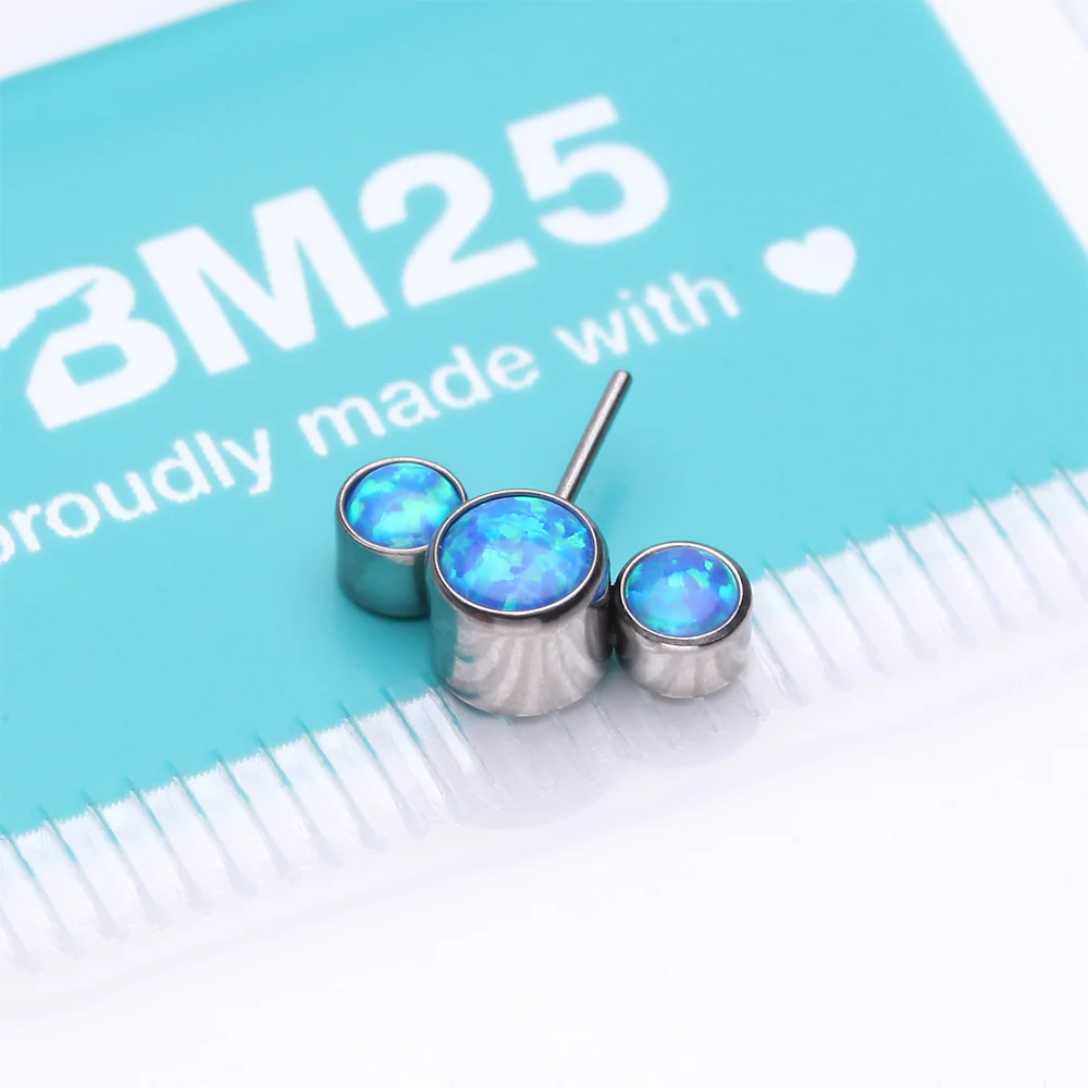 Implant Grade Titanium OneFit Threadless Triple Bubble Fire Opal Front Facing Top Part - Image 4
