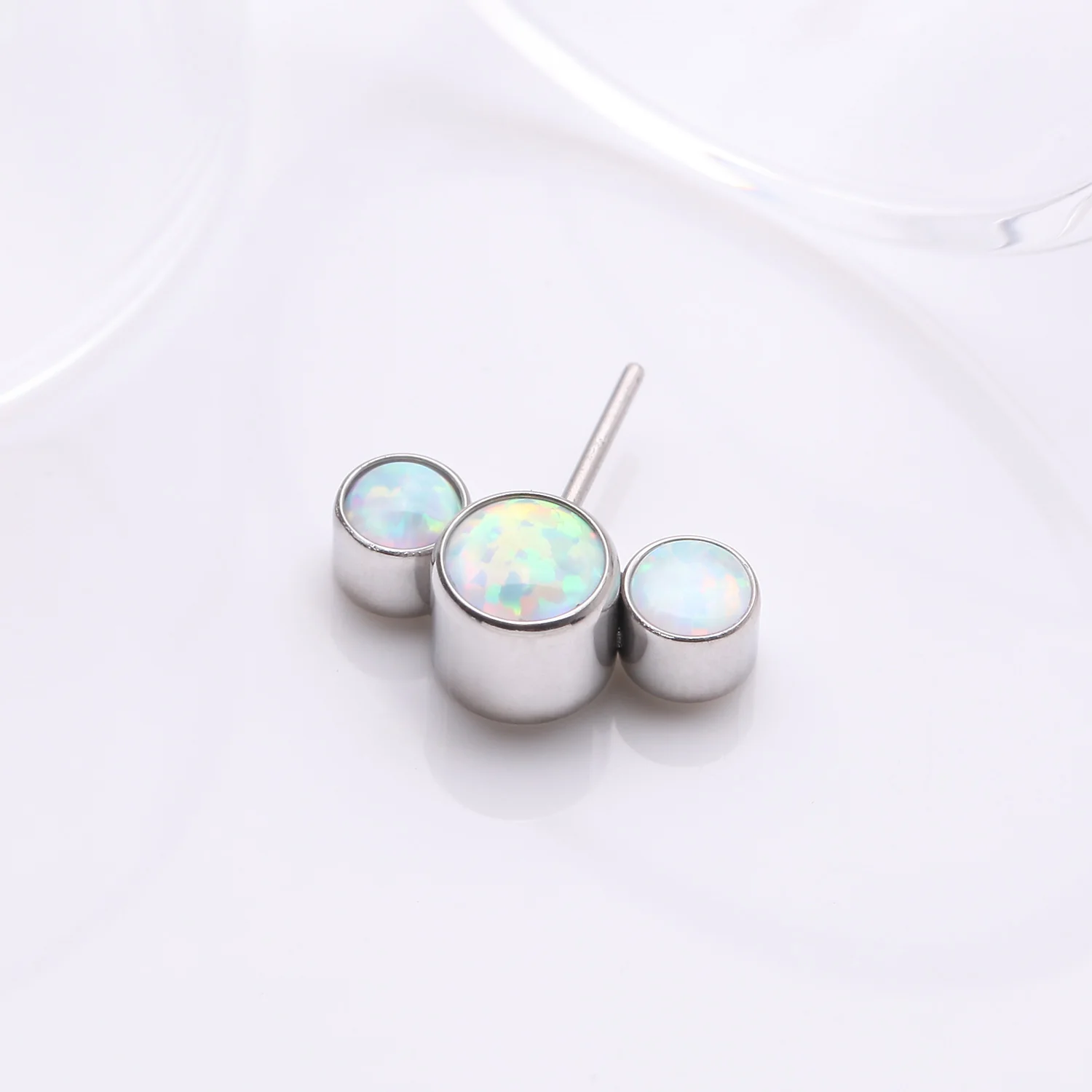 Implant Grade Titanium OneFit Threadless Triple Bubble Fire Opal Front Facing Top Part - Image 2