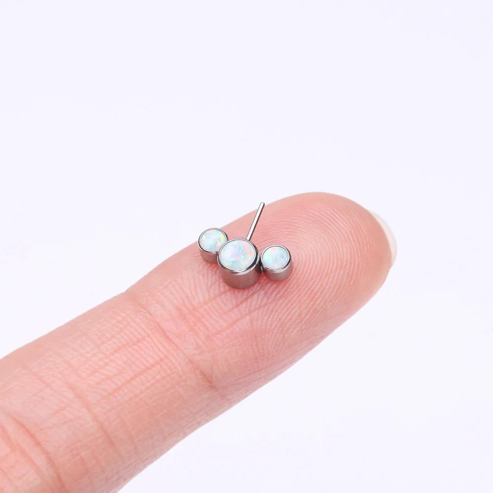 Implant Grade Titanium OneFit Threadless Triple Bubble Fire Opal Front Facing Top Part - Image 3