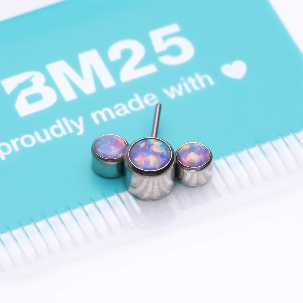 Implant Grade Titanium OneFit Threadless Triple Bubble Fire Opal Front Facing Top Part - Image 4