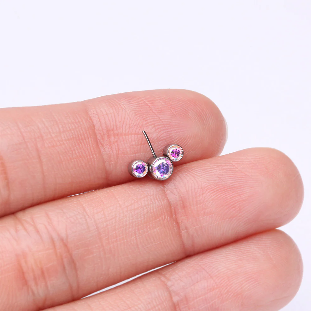 Implant Grade Titanium OneFit Threadless Triple Bubble Sparkle Front Facing Top Part - Image 3