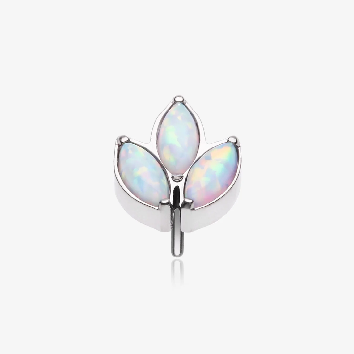 Implant Grade Titanium OneFit Threadless Triple Marquise Fire Opal Leaflet Top Part