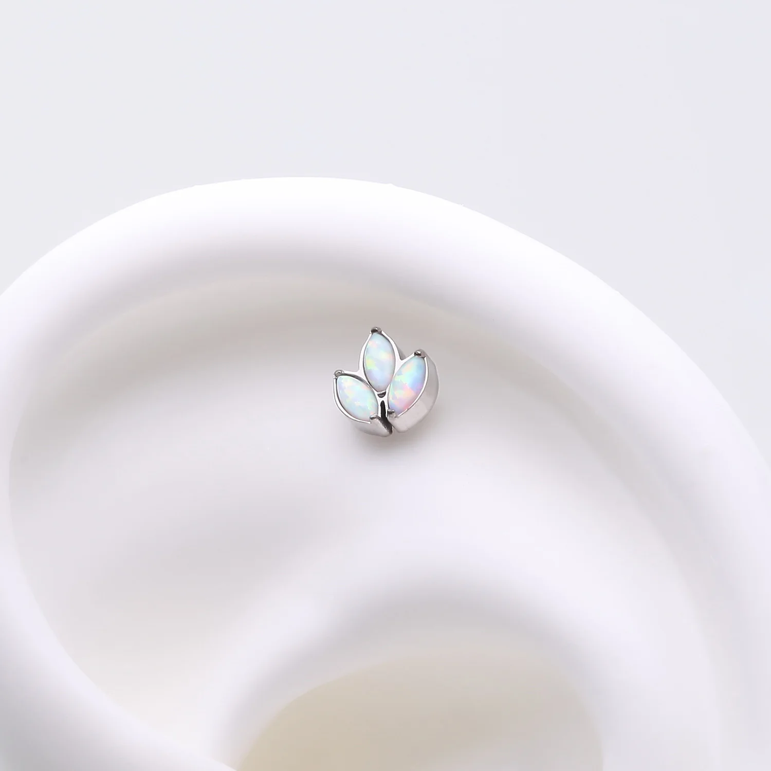 Implant Grade Titanium OneFit Threadless Triple Marquise Fire Opal Leaflet Top Part - Image 2