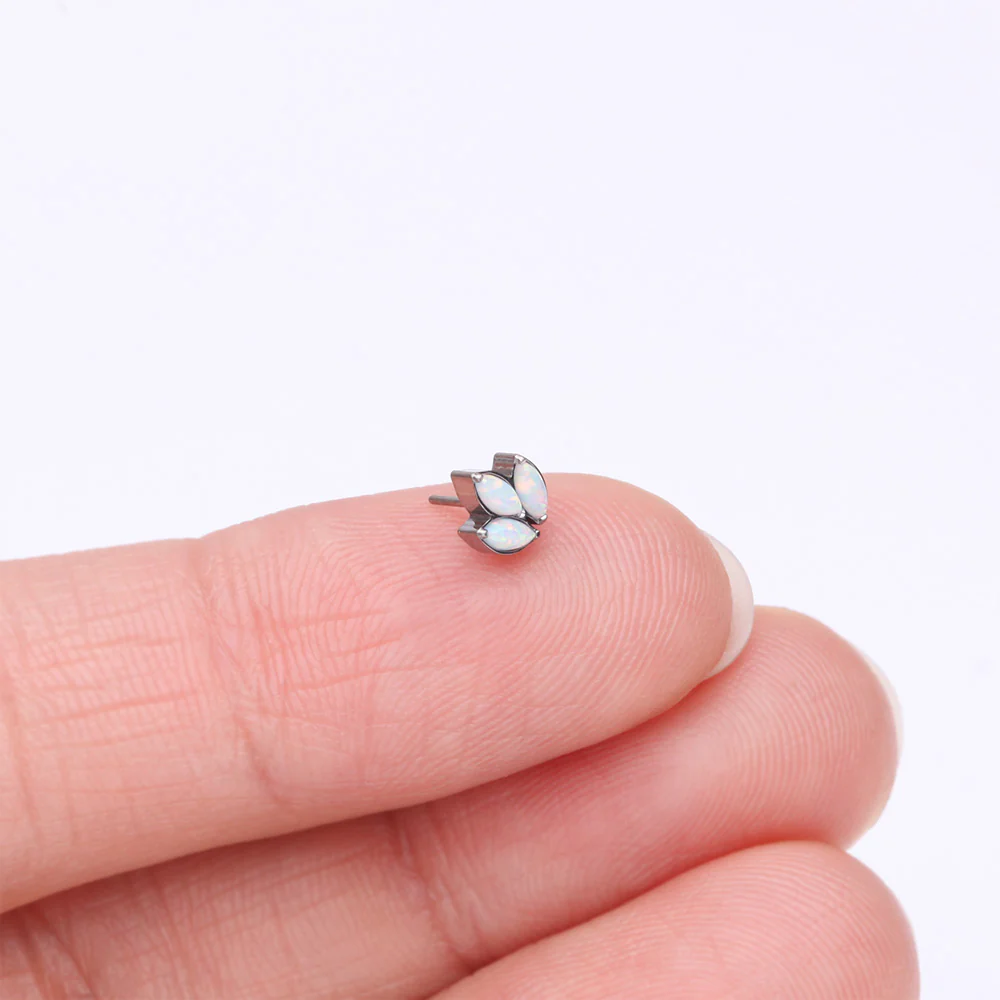 Implant Grade Titanium OneFit Threadless Triple Marquise Fire Opal Leaflet Top Part - Image 3