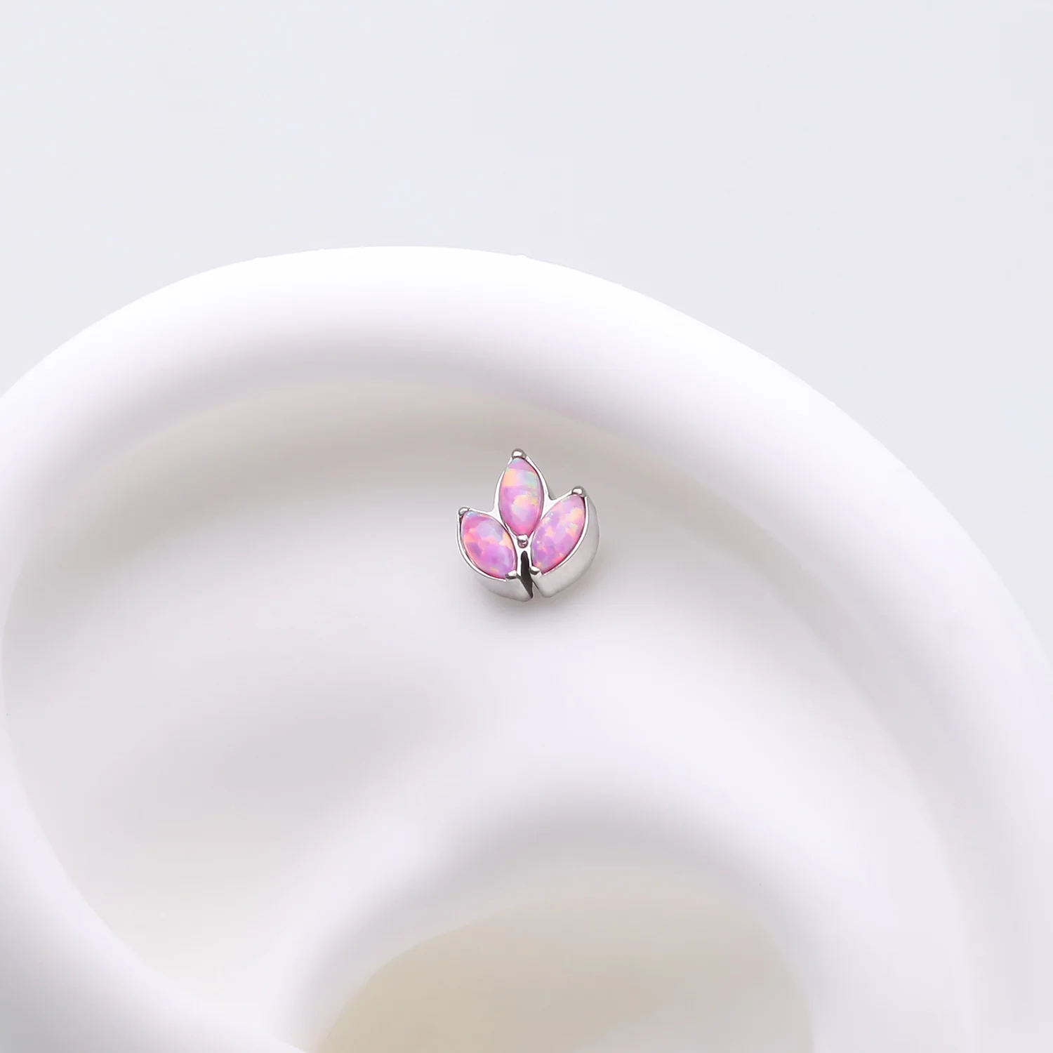 Implant Grade Titanium OneFit Threadless Triple Marquise Fire Opal Leaflet Top Part - Image 2