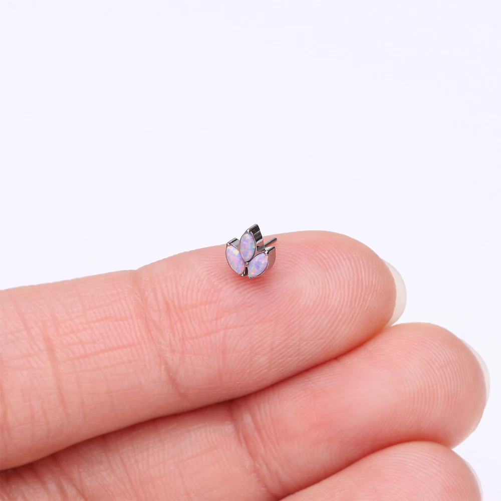Implant Grade Titanium OneFit Threadless Triple Marquise Fire Opal Leaflet Top Part - Image 3