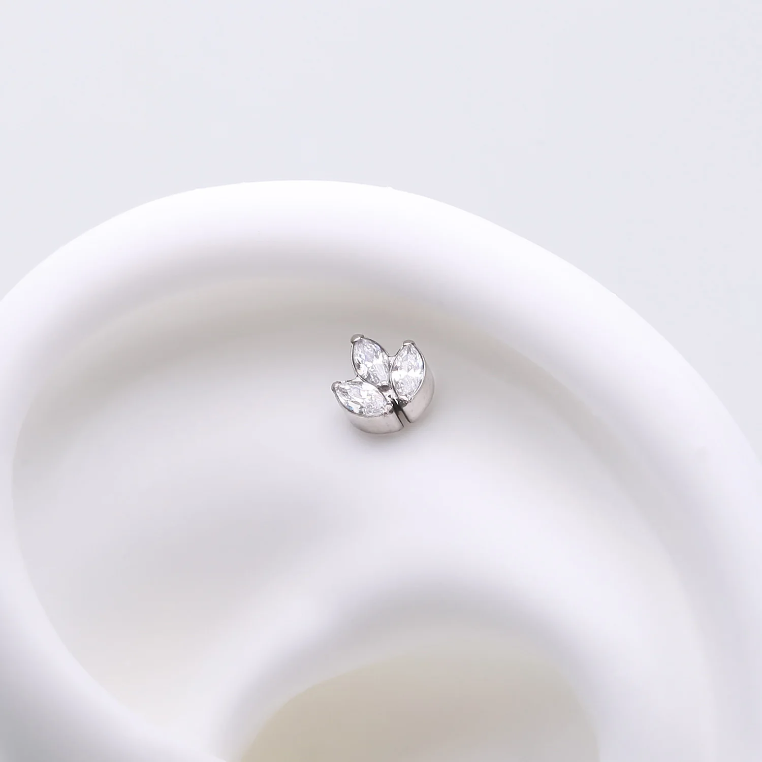 Implant Grade Titanium OneFit Threadless Triple Marquise Sparkle Leaflet Top Part - Image 2