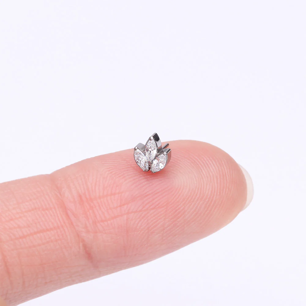Implant Grade Titanium OneFit Threadless Triple Marquise Sparkle Leaflet Top Part - Image 3