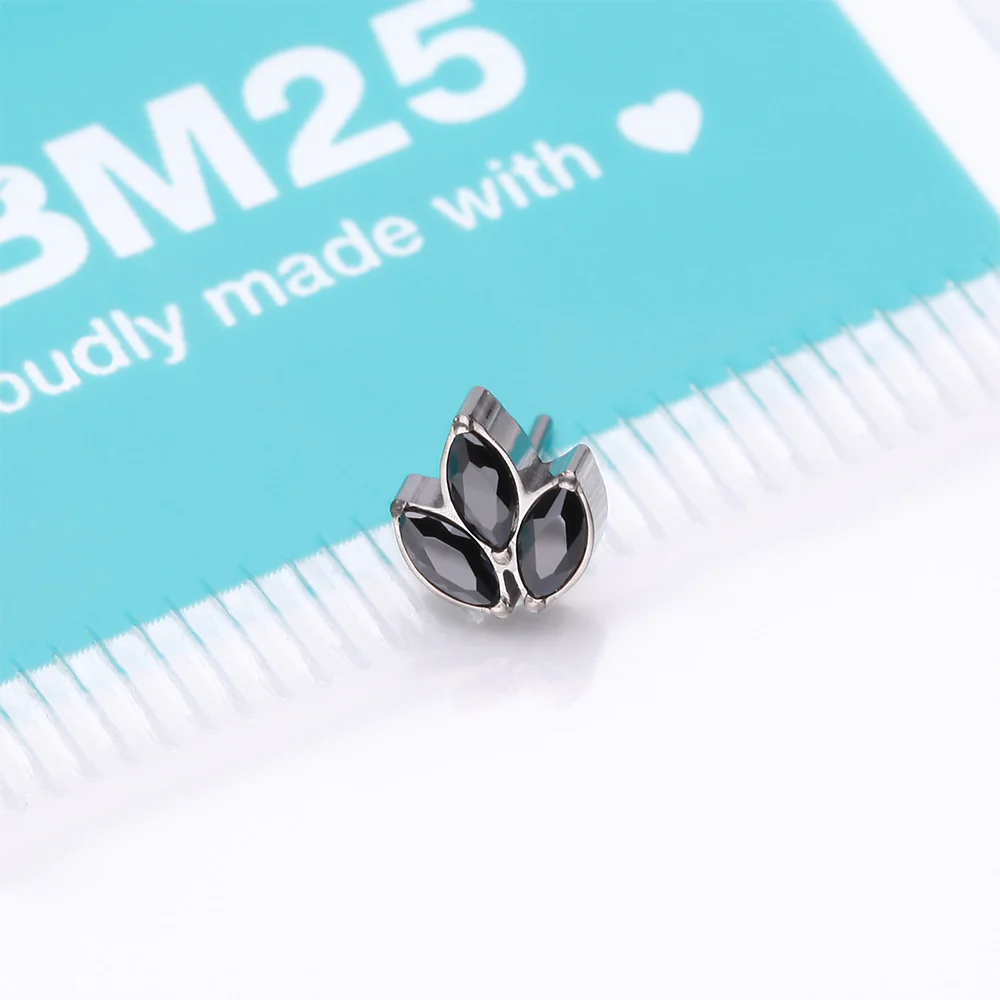 Implant Grade Titanium OneFit Threadless Triple Marquise Sparkle Leaflet Top Part - Image 4