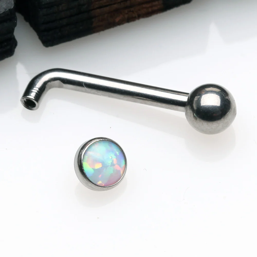 Implant Titanium Fire Opal Sparkle Internally Threaded VCH Bent Barbell - Image 3