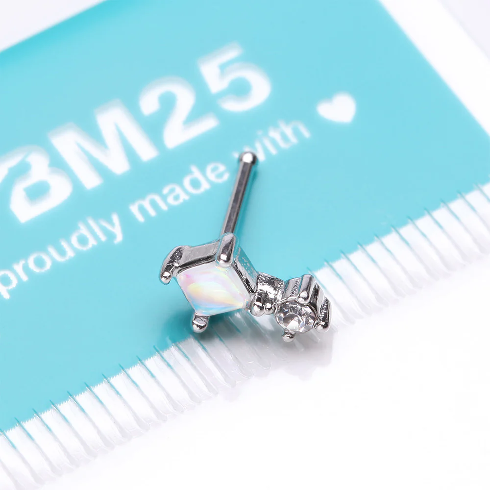 Iridescent Revo Sparkle Diamant Drop Nose Stud Ring - Image 4
