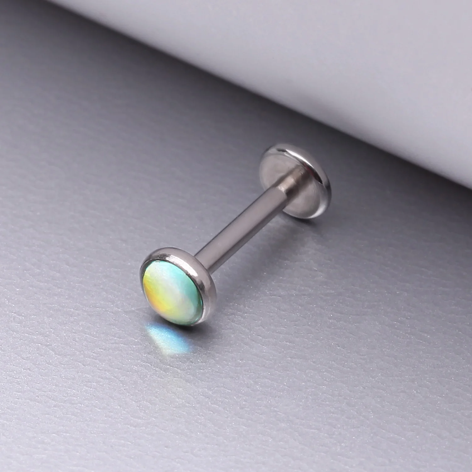 Iridescent Revo Sparkle Top Internally Threaded Steel Flat Back Stud Labret - Image 2