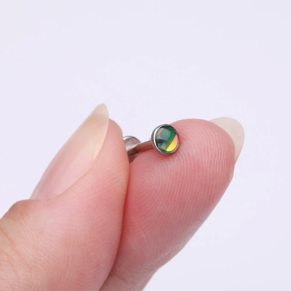 Iridescent Revo Sparkle Top Internally Threaded Steel Flat Back Stud Labret - Image 3