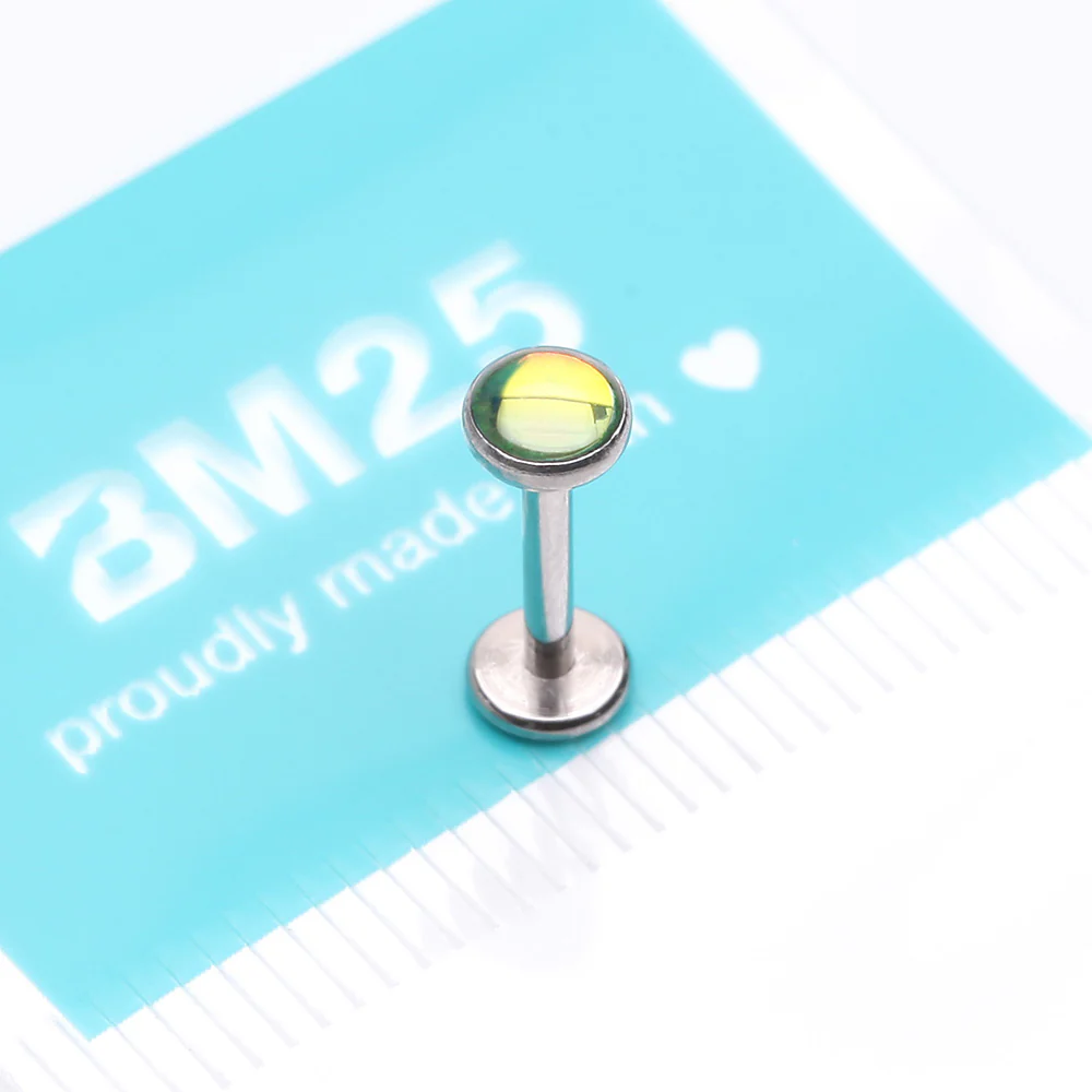 Iridescent Revo Sparkle Top Internally Threaded Steel Flat Back Stud Labret - Image 4