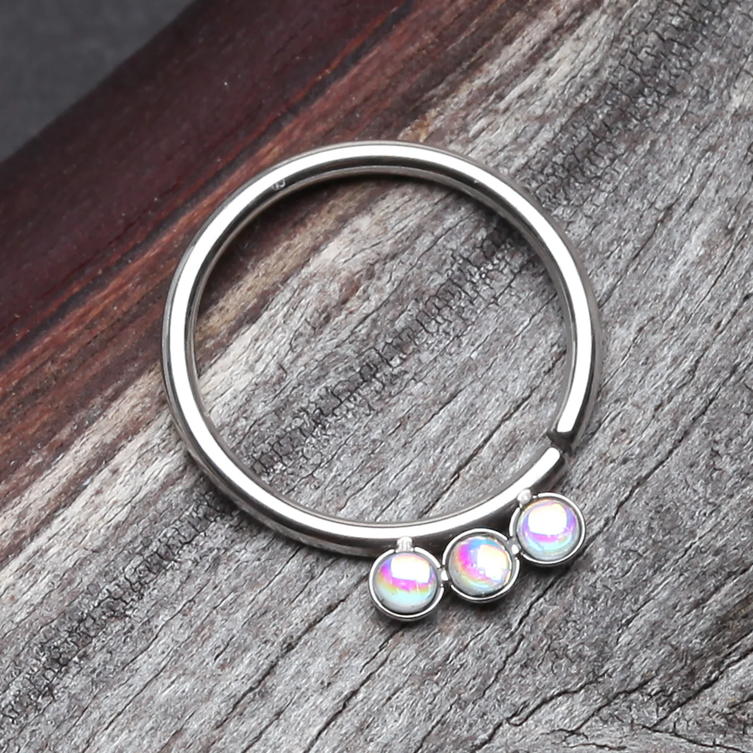 Iridescent Revo Triple Sparkle Bendable Twist Hoop Ring - Image 2