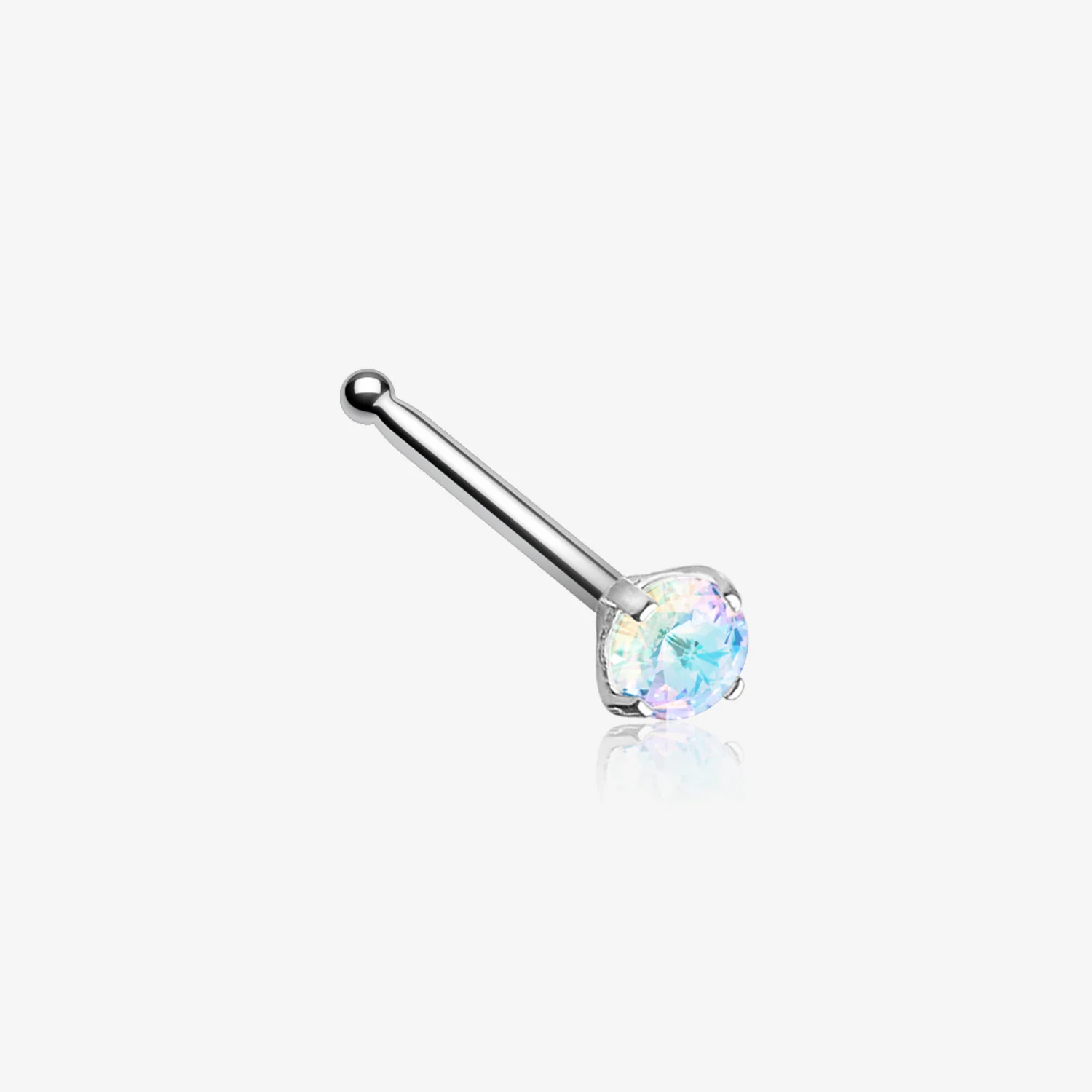 Iridescent Sparkle Gem Prong Set Nose Stud Ring