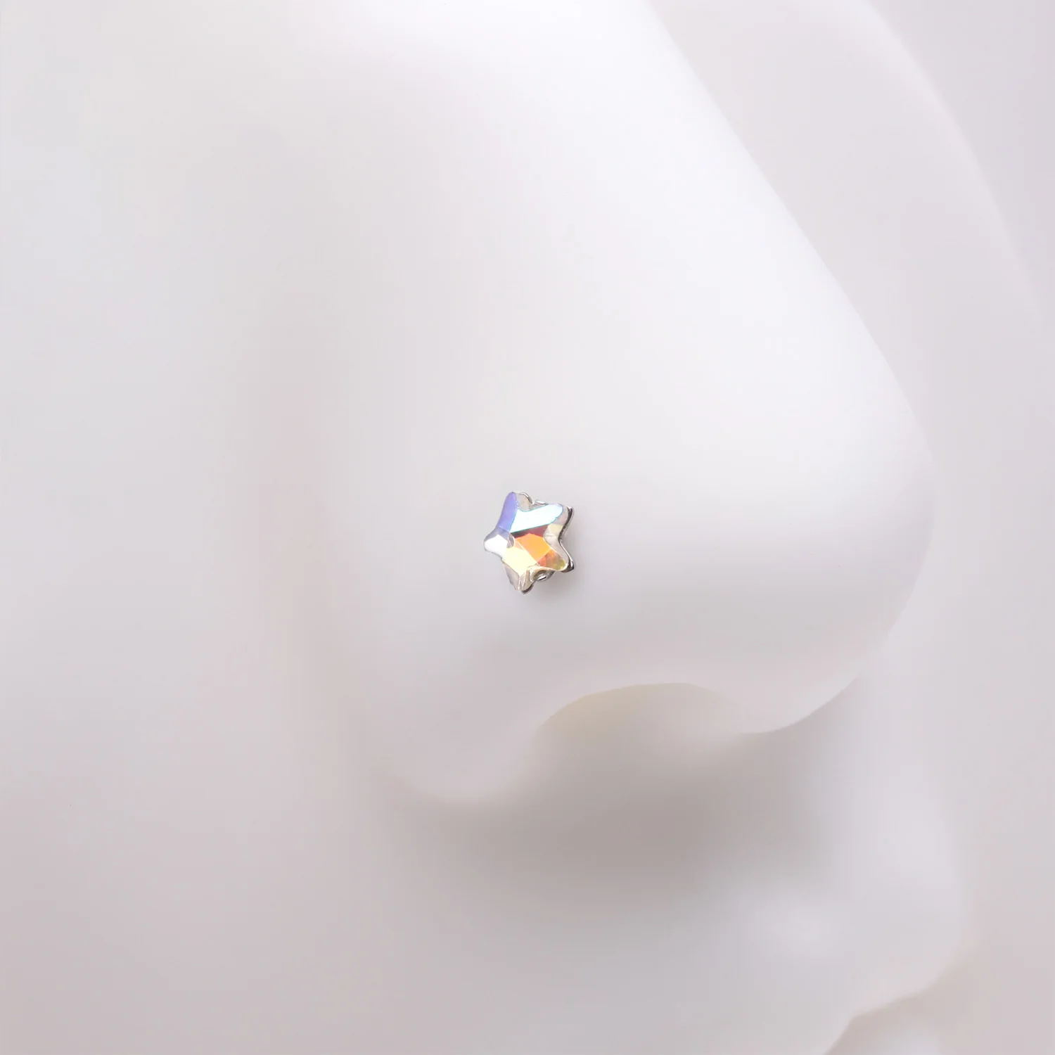 Iridescent Star Sparkle Gem L-Shaped Nose Ring - Image 2