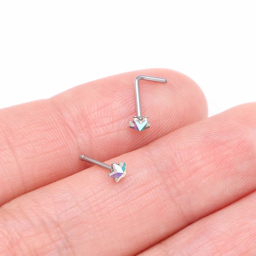 Iridescent Star Sparkle Gem Nose Stud Ring - Image 4