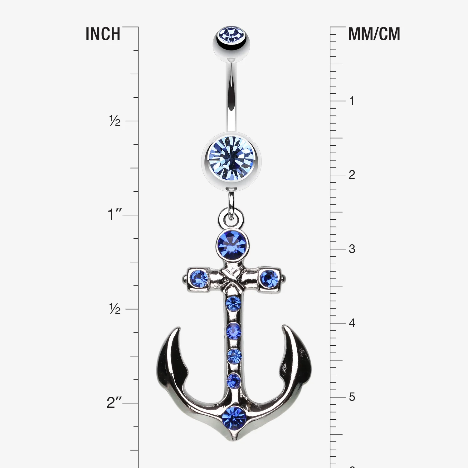 Jeweled Anchor Belly Ring - Image 2