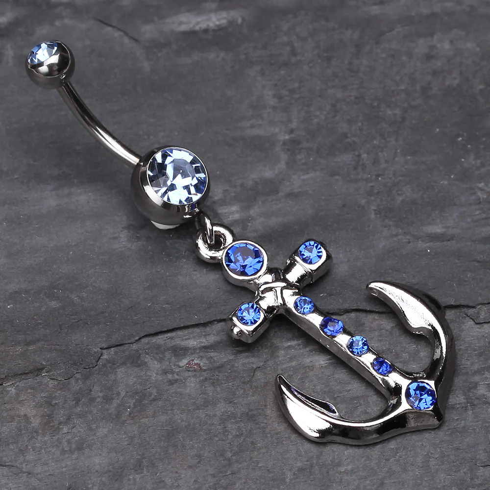 Jeweled Anchor Belly Ring - Image 3