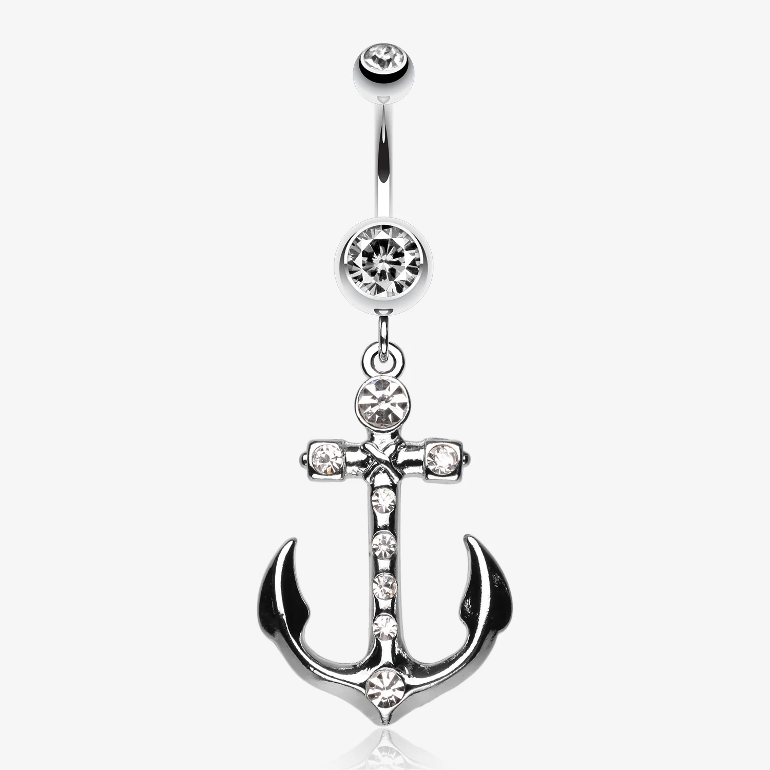 Jeweled Anchor Belly Ring