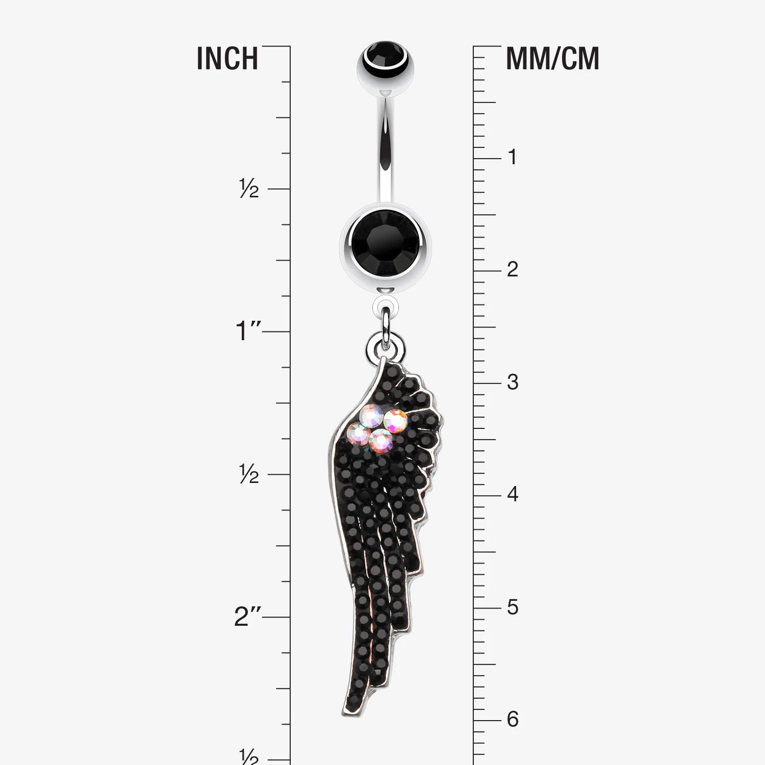 Jeweled Angel Wing Sparkle Belly Ring - Image 2