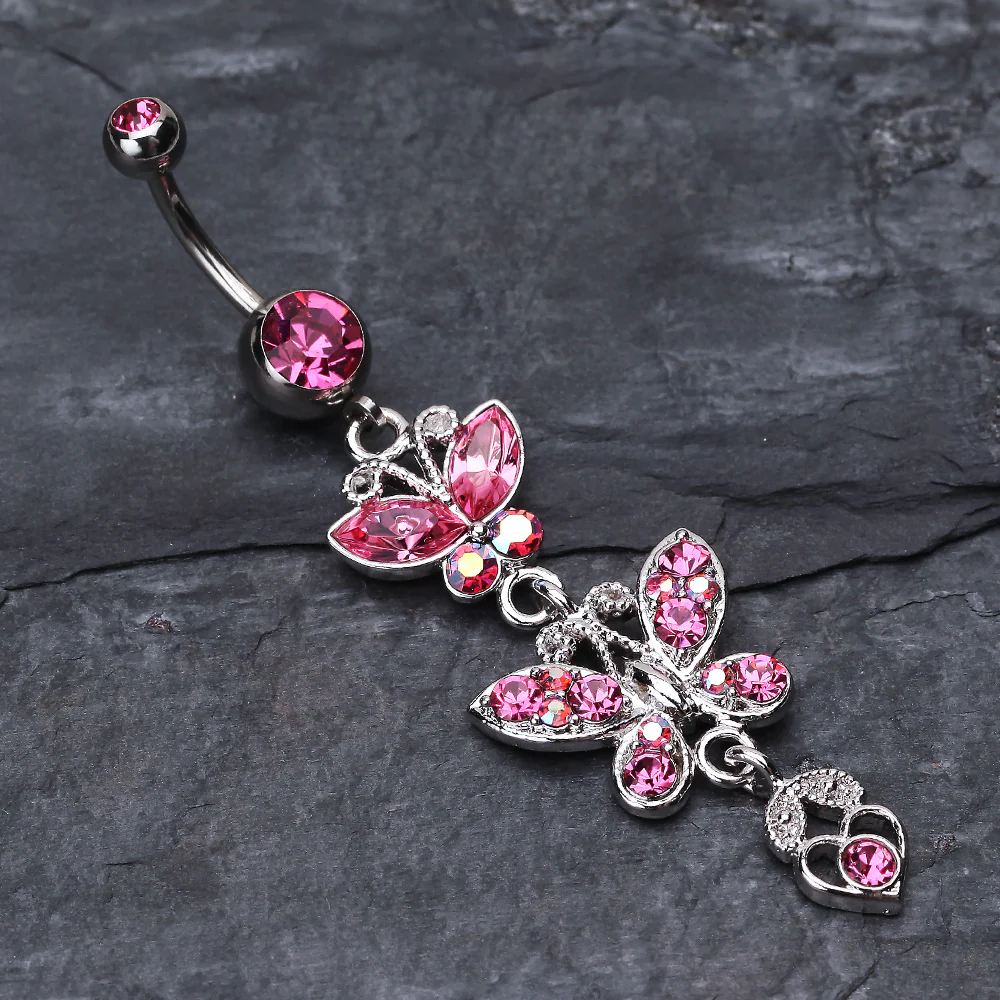Jeweled Butterflies Belly Button Rings - Image 3