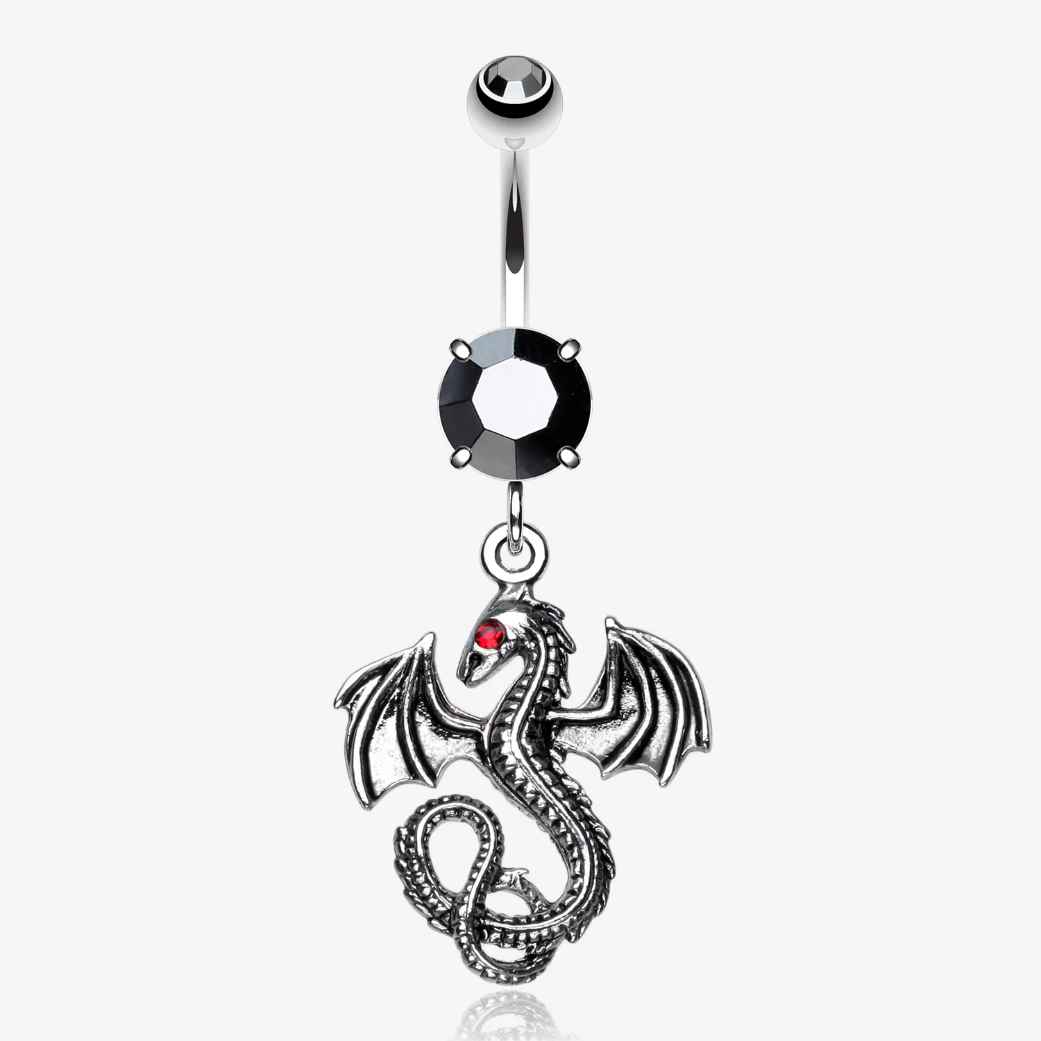 Jeweled Eye Dragon Belly Button Ring