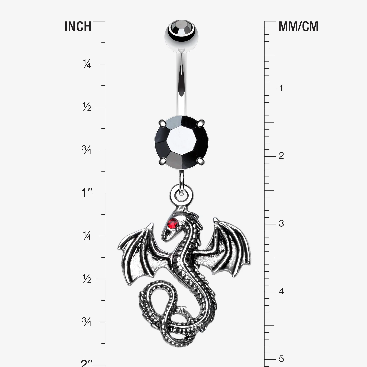 Jeweled Eye Dragon Belly Button Ring - Image 2