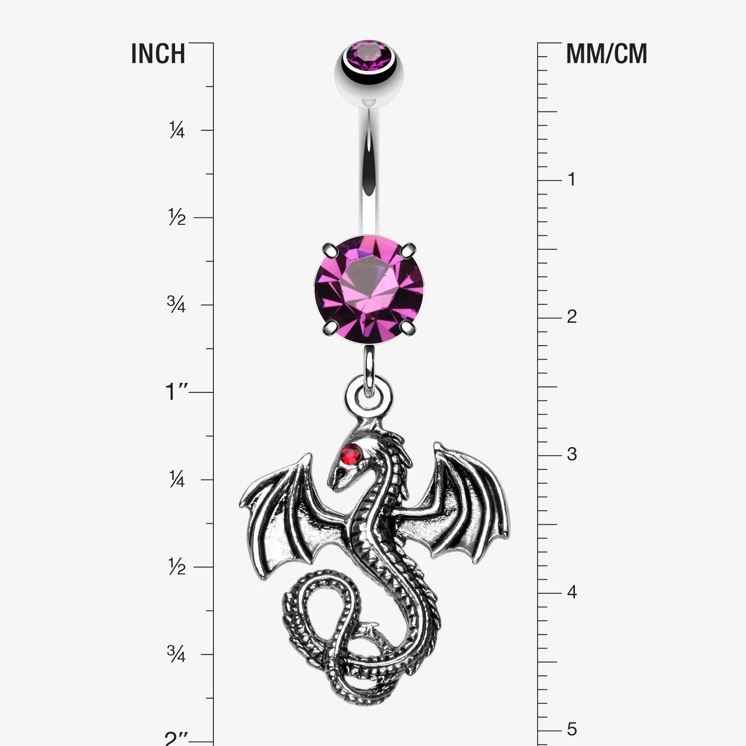 Jeweled Eye Dragon Belly Button Ring - Image 2