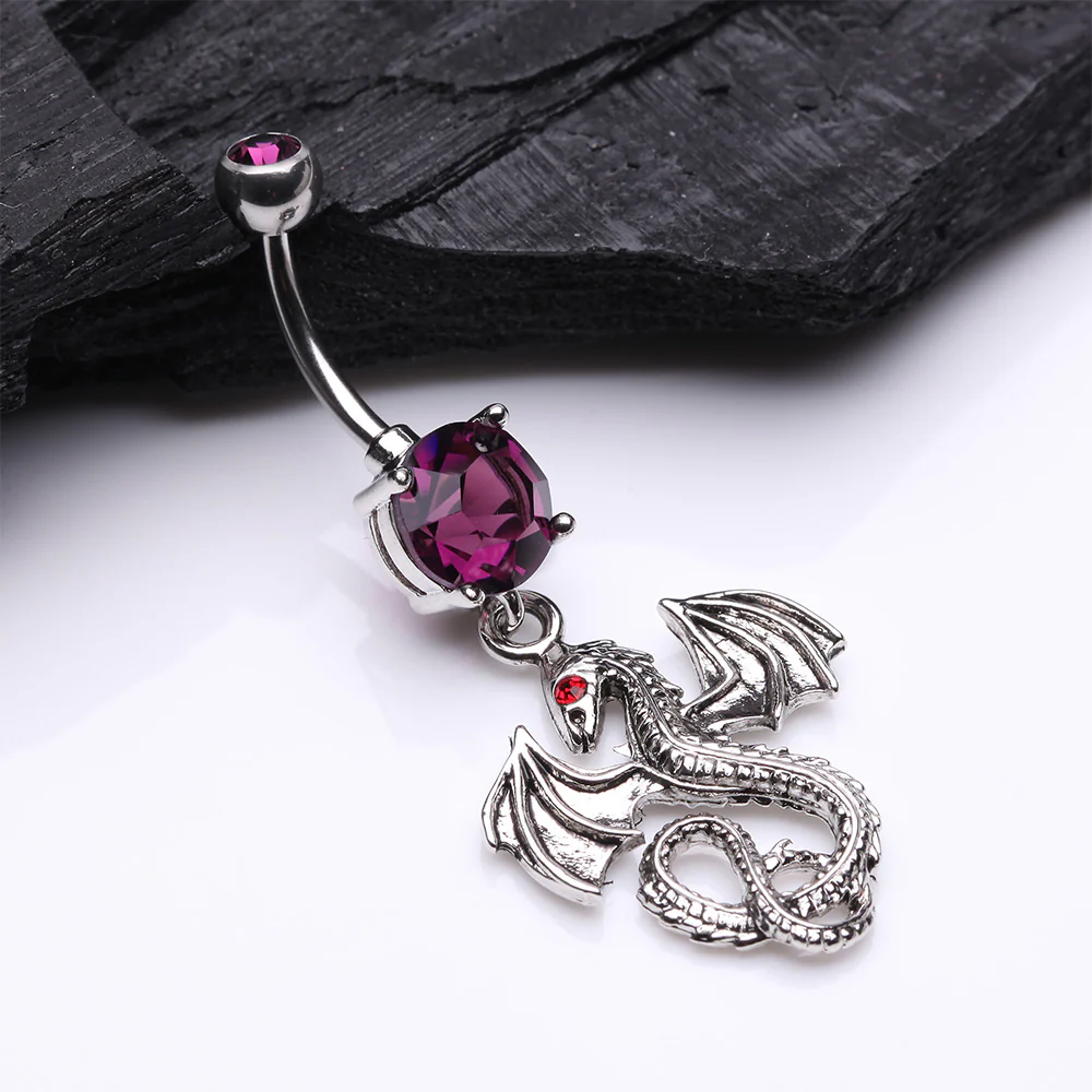 Jeweled Eye Dragon Belly Button Ring - Image 3