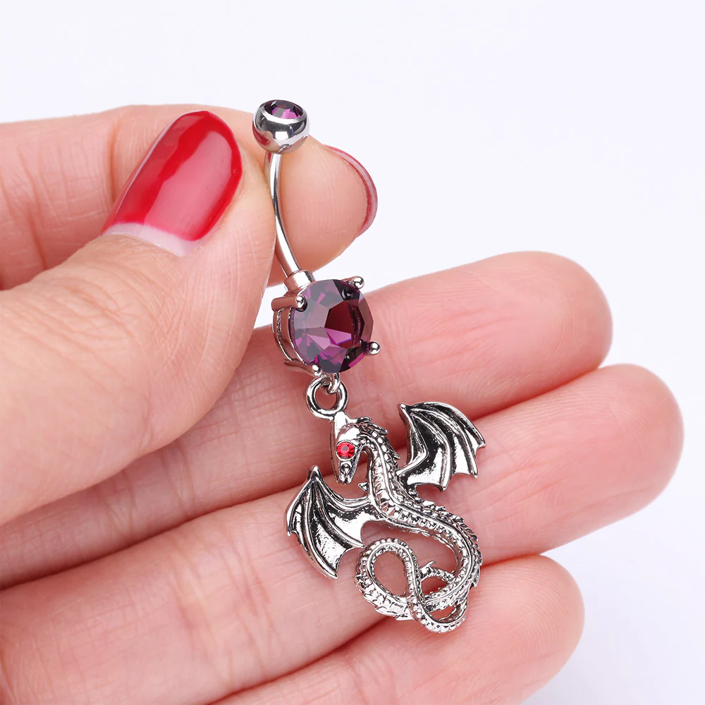 Jeweled Eye Dragon Belly Button Ring - Image 4