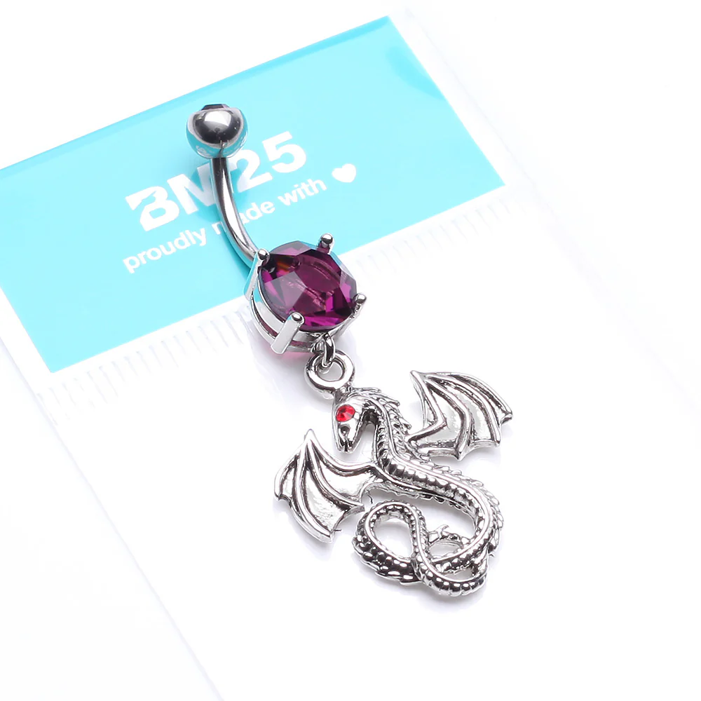 Jeweled Eye Dragon Belly Button Ring - Image 5